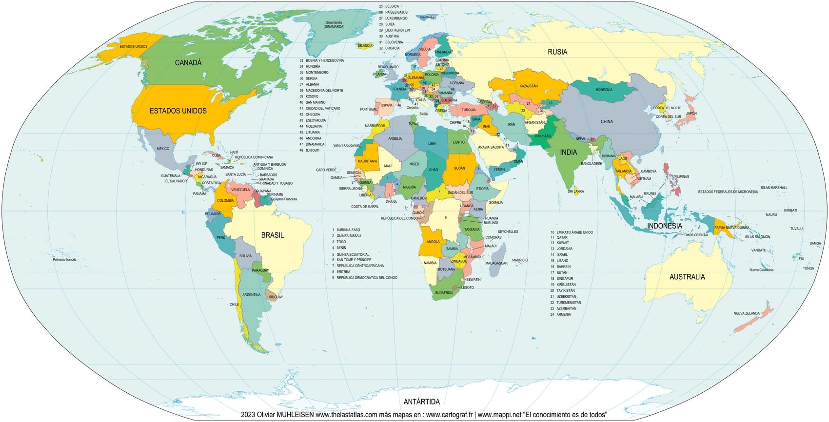 Mapa del mundo con países